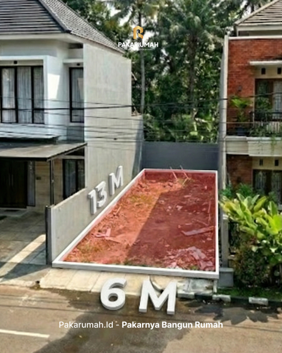 menciptakan desain layout yang efisien, tidak terasa sempit Dengan lebar muka 6 meter dan panjang ke belakang 13 meter